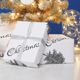 Winter Julgran God jul Black White Presentpapper