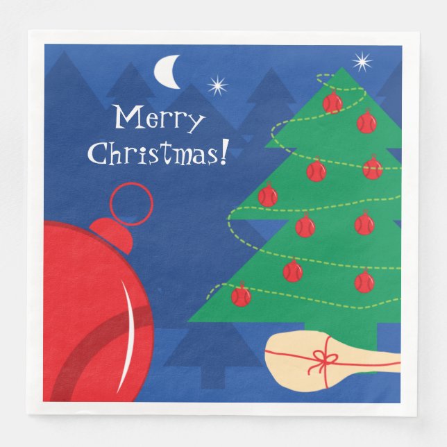 Winter Julgran med tennis bollar och racket Pappersservett (Framsida)