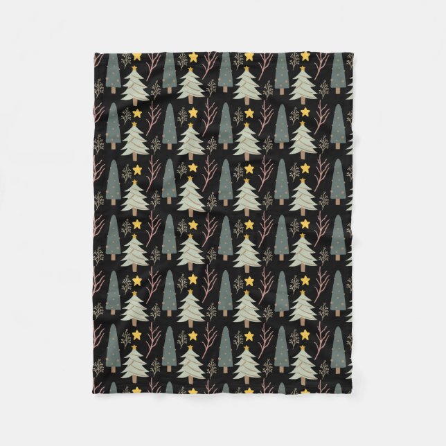 Winter Julgran Mönster Skogen Evergreen Mysigt Fleecefilt (Framsidan)