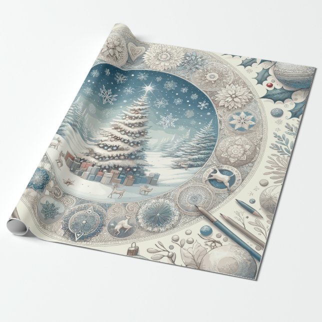 Winter Julgran Presentpapper (Utrullad)