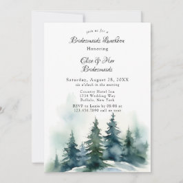 Winter Julgran Scenery Bridesmaids Luncheon Inbjudningar
