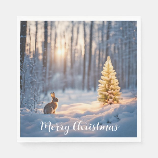 Winter Julgran with Bunny Pappersservett (Framsidan)