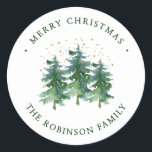 Winter-jultomten Classic Round Sticker Runt Klistermärke<br><div class="desc">De här fantastisk-klistermärkena för gåvor och favoriter med gräs träd och guld-stjärnor och konetti kommer att göra det mycket enklare att slå in julklappar! De är så lätta att bara hålla fast vid en paket! Teckensnittet är skarpt och rent skapar att de ser moderna men traditionella ut. Det är så...</div>