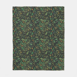 Winter Juniper Gräs på Black Background Blanket Fleecefilt