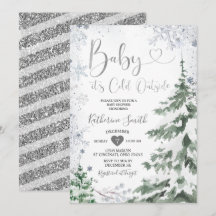 Winter Kall Baby Shower Forest Silver Snöflingor