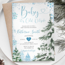 Winter-Kallet Baby Shower Forest Blue Snöflingor