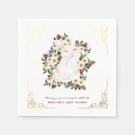 Winter Kanin Blommig | Baby Shower Servetter