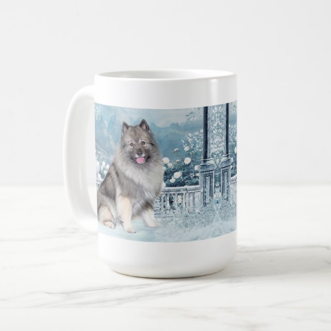 Winter Keeshond Kaffemugg (Framsida vänster)