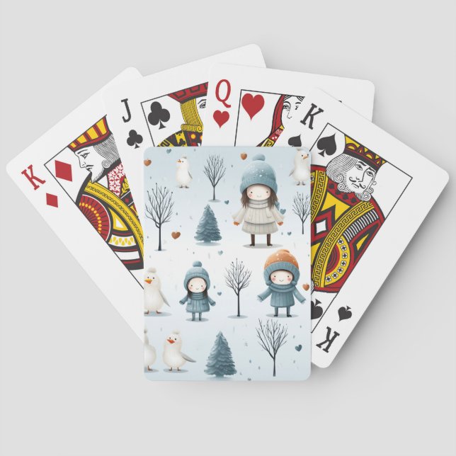 Winter Kids Playing Casinokort (Baksidan)