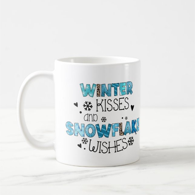 Winter Kisses och snöflake Önskemål-kaffe Mugg (Vänster)