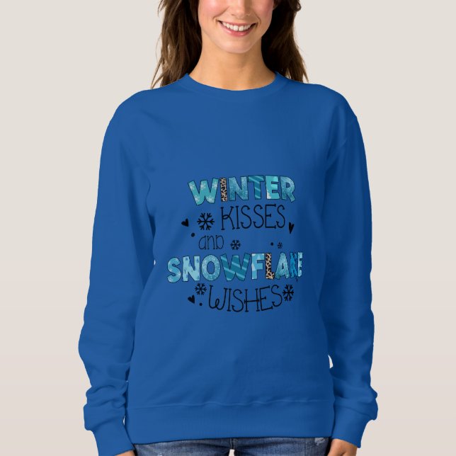 Winter Kisses och snöflake Önskemål T Shirt (Framsida)