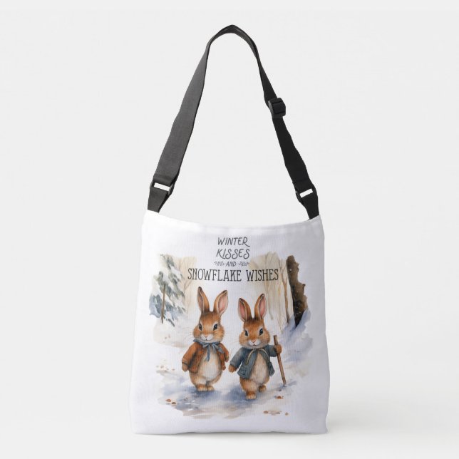 Winter Kisses och Snowflake Önskemål Axelväska (Framsida)