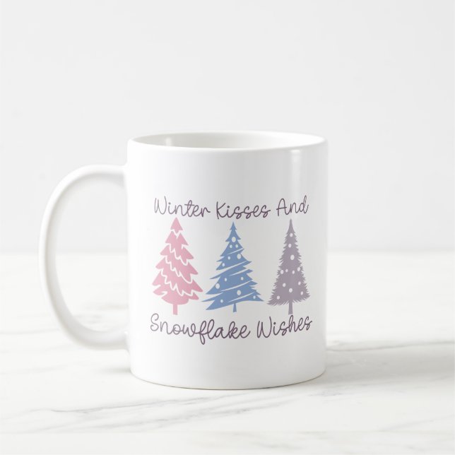 Winter Kisses och Snowflake Önskemål Kaffemugg (Vänster)