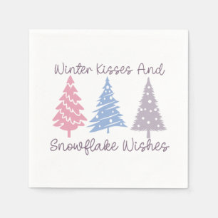 Winter Kisses och Snowflake Önskemål Pappersservett