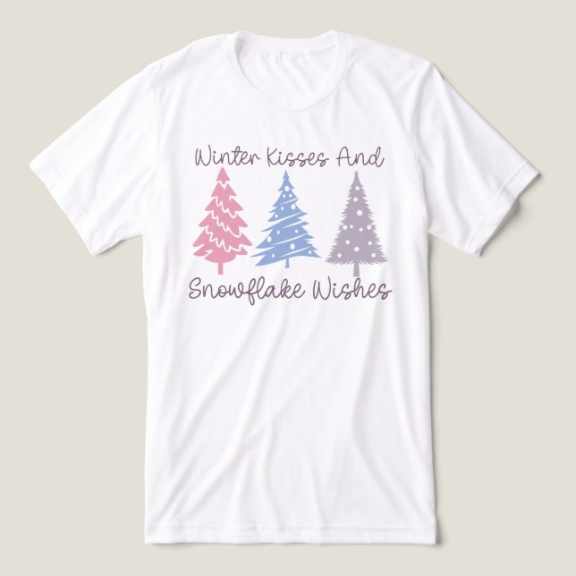Winter Kisses och Snowflake Önskemål T Shirt (Design Framsida)