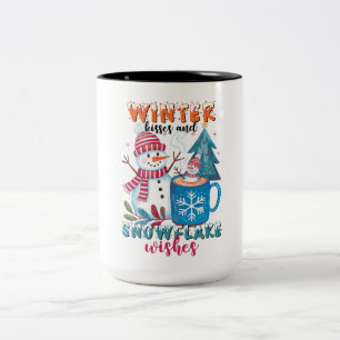 Winter Kisses och Snowflake Önskemål Två-Tonad Mugg