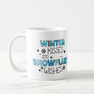 Winter Kisses och Snowflake Önskemål Winter Helgda Kaffemugg