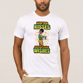 Winter Kisses Snowflake Önskemål Black Woman Sista T Shirt