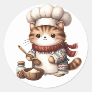 Winter Kitten Stickers Runt Klistermärke