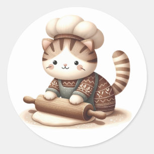 Winter Kitten Stickers Runt Klistermärke
