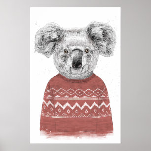 Winter koala (röd) poster