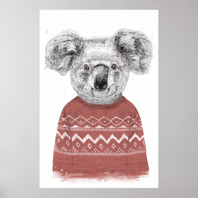 Winter koala (röd) poster (Framsidan)
