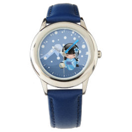 Winter Kokeshi Doll - Blue Mountain Geisha Girl Armbandsur