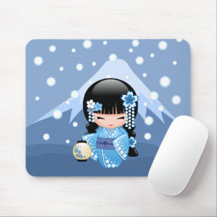 Winter Kokeshi Doll - Blue Mountain Geisha Girl Musmatta