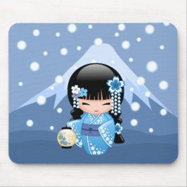 Winter Kokeshi Doll - Blue Mountain Geisha Girl Musmatta