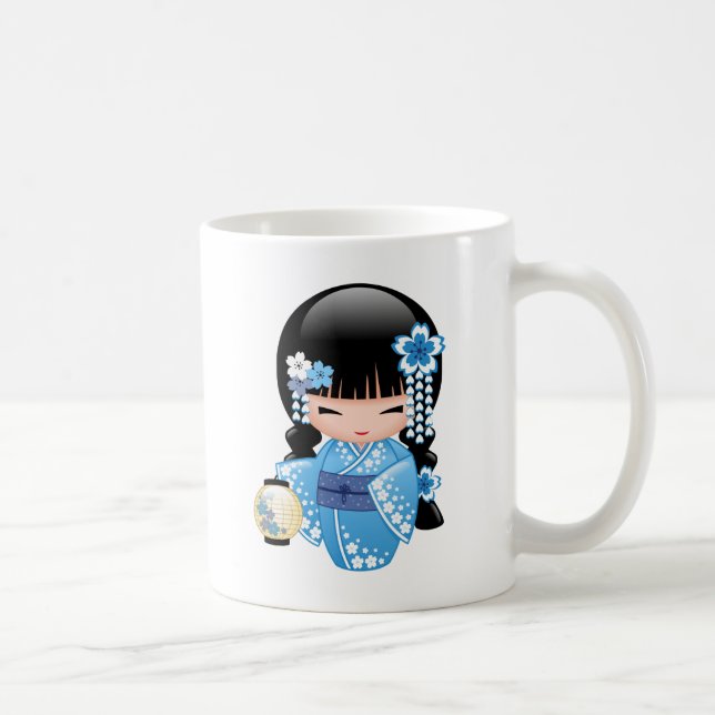 Winter Kokeshi Doll - Cute Japansk Geisha Girl Kaffemugg (Höger)