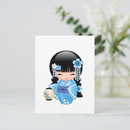 Winter Kokeshi Doll - Geisha Girl Vykort