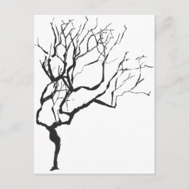 Winter kommer med Teckning-minimalism Wintery Träd Vykort