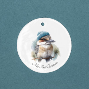 Winter Kookaburra Önskemål, anpassningsbar Julgransprydnad Keramik