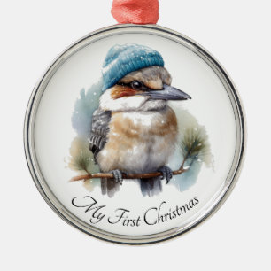 Winter Kookaburra Önskemål, anpassningsbar Julgransprydnad Metall