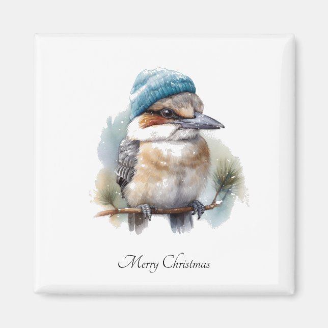 Winter Kookaburra Wishes, custom Magnet (Framsidan)