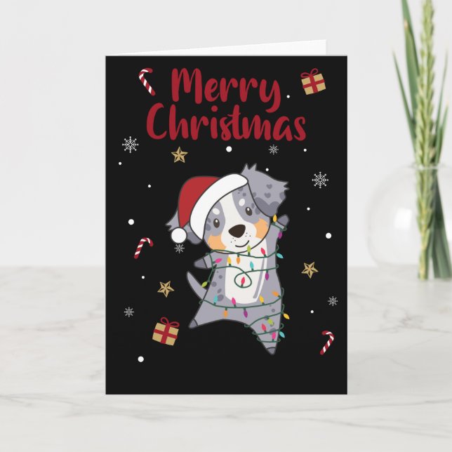 Winter-kort för australian shepherd God jul Kort (Framsida)