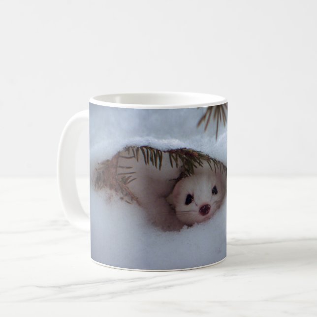Winter-Kort-Tails Weasel Kaffemugg (Framsida vänster)