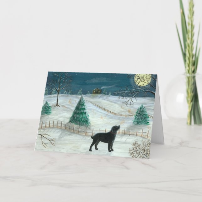 Winter Labrador-hälsningskort Helgkort (Framsida)