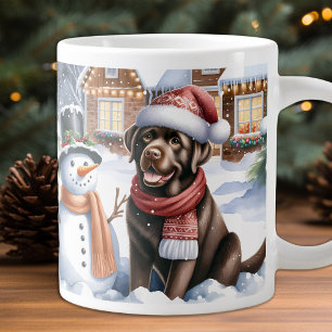 Winter Labrador Retriever Puppy Hund Snögubbe Jumbo Mugg