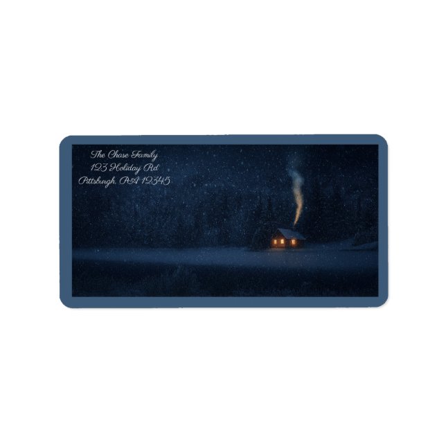 Winter Lakeside Cabin shipping Adressetikett (Framsidan)
