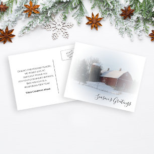 Winter Land Barn Business Säsonhälsningars Vykort