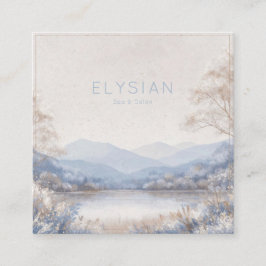 Winter Landscape Gold Frame Frosted Blue Floral Fyrkantigt Visitkort