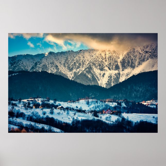 Winter landscape in Carpathian Mountain. Bran, Rom Poster (Framsidan)