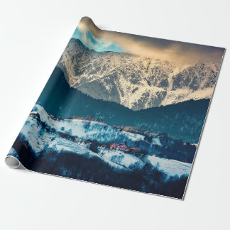 Winter landscape in Carpathian Mountain. Bran, Rom Presentpapper