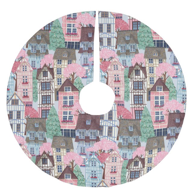 Winter Ligcape Brushed Polyester Träd Skirt Julgransmatta Borstad Polyester (Framsidan)