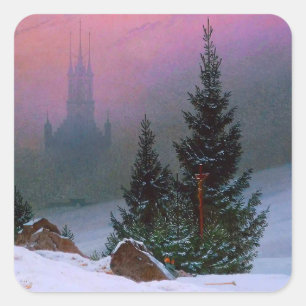 Winter Ligcape Caspar David Friedrich Fyrkantigt Klistermärke