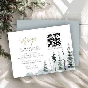 Winter Ligcape Gräs Forest QR Code Bröllop OSA Tilläggskort