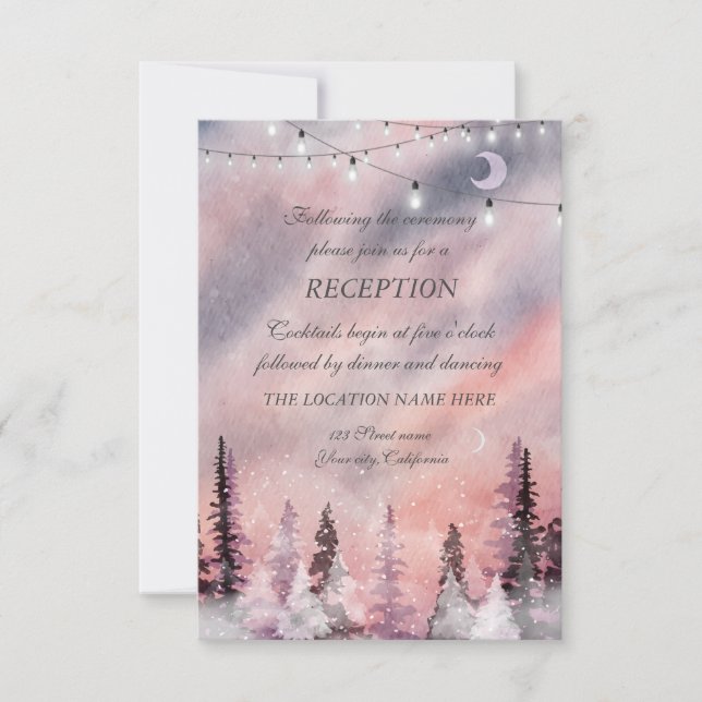 Winter Ligcape Greenpine Fores Wedding Reception Inbjudningar (Framsida)