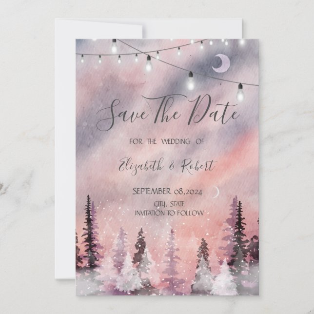 Winter Ligcape Greenpine-skogen Spara datum Datumet (Framsida)