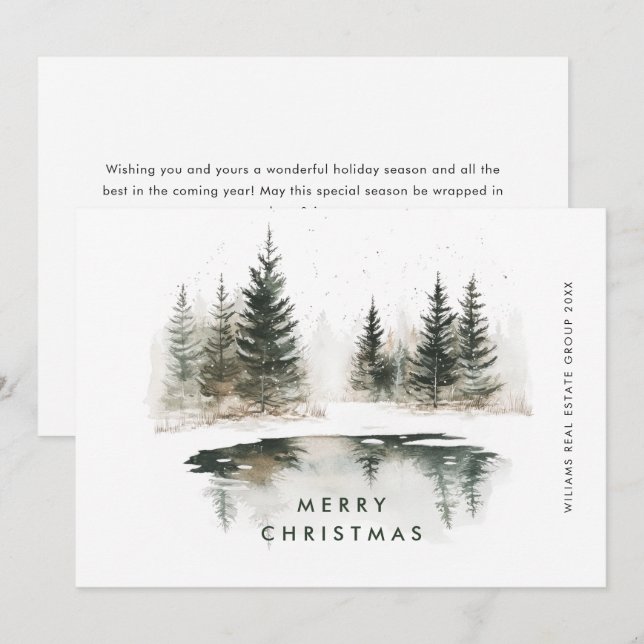 Winter Ligcape jul Gräs Träd Corporate Julkort (Fram/baksida)